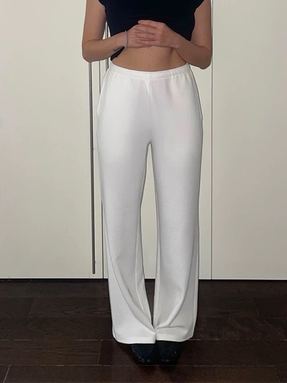 White Loungewear Sweatpants with Adjustable Waist